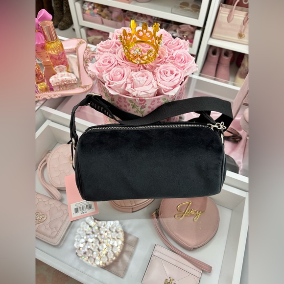 Juicy Couture Let It Shine Roll bag Black Crossbody Bag with Rhinestone - Picture 6 of 8